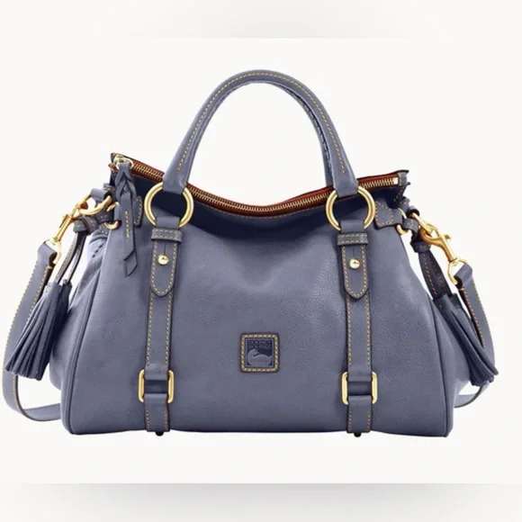Dooney & Bourke large steel blue Florentine satchel - Picture 1 of 13